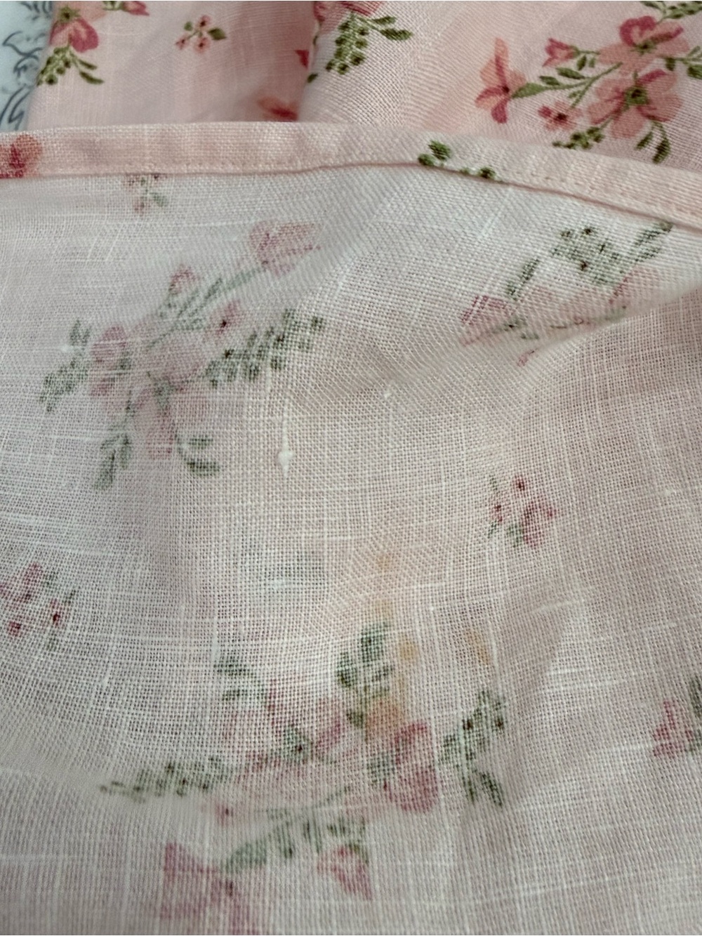 & Other Stories light pink floral linen smocked puff sleeve side slit dress - Picture 12 of 15